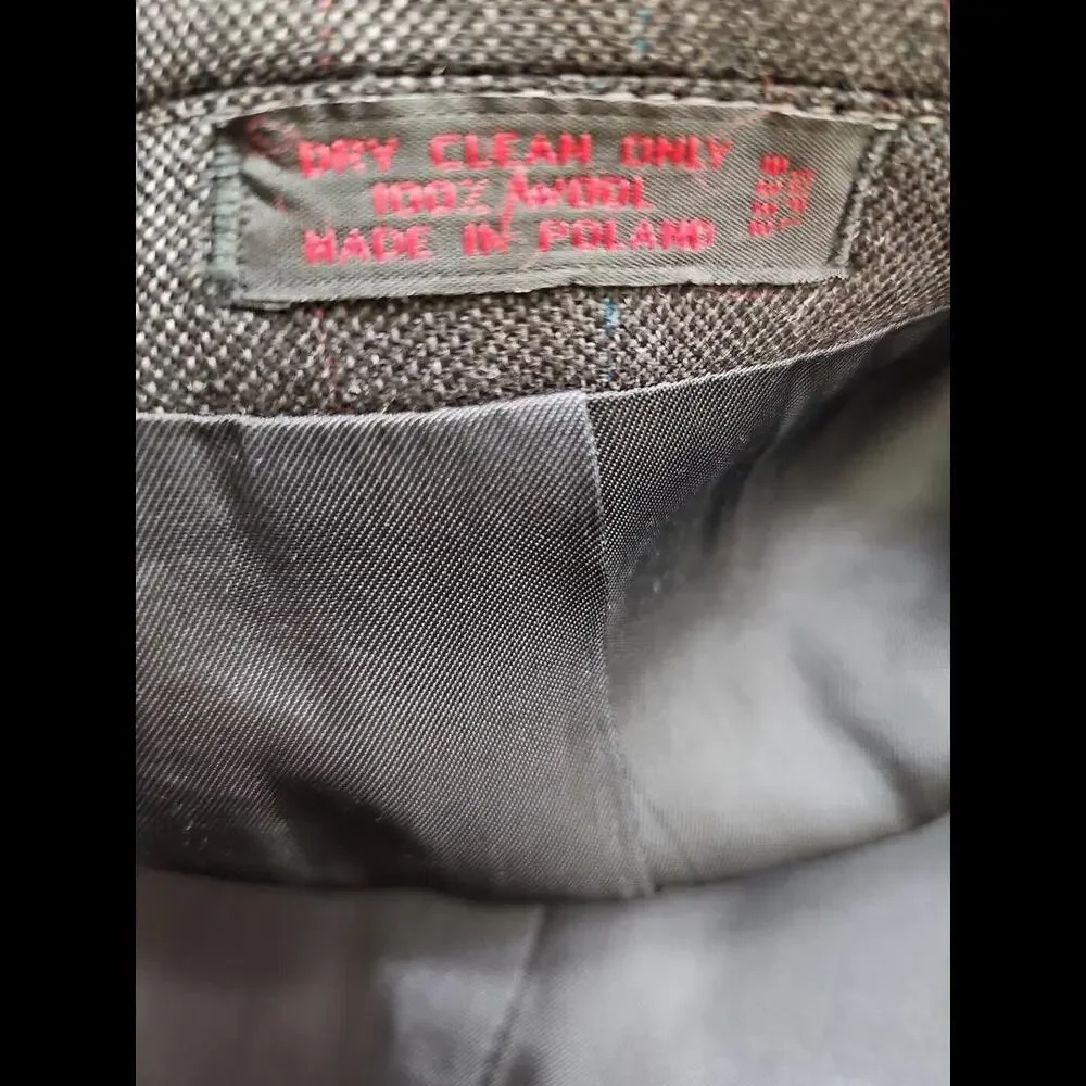 Andre Villard‎ Paris Men's Suit Jacket Gray Wool Pinstriped Lined 44L